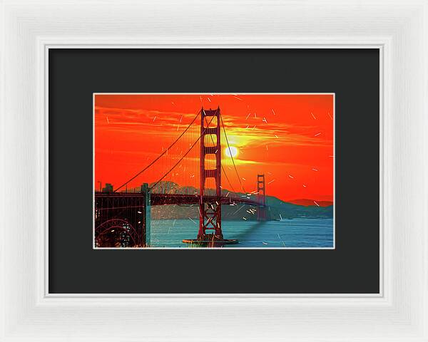 Golden Sunset art in San Francisco - Framed Print