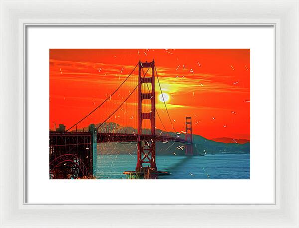Golden Sunset art in San Francisco - Framed Print