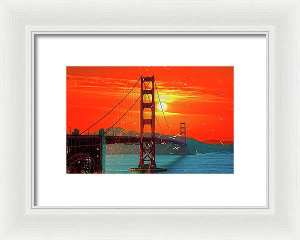 Golden Sunset art in San Francisco - Framed Print