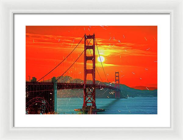 Golden Sunset art in San Francisco - Framed Print
