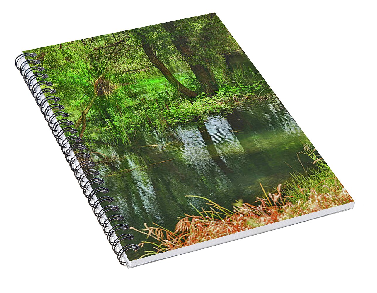 Green Reflections from a River  - Spiral Notebook