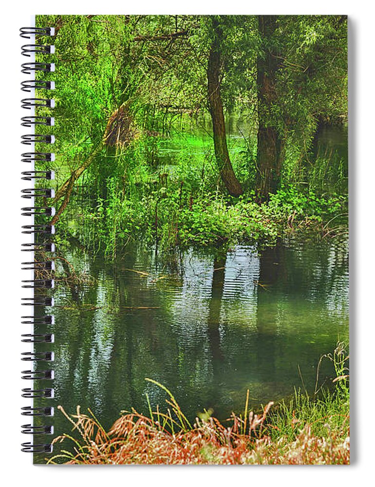 Green Reflections from a River  - Spiral Notebook