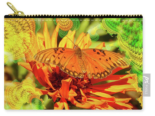 Greens and Oranges Butterfly Abstract - Zip Pouch
