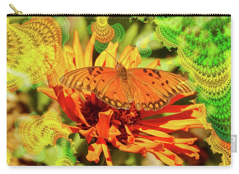 Greens and Oranges Butterfly Abstract - Zip Pouch