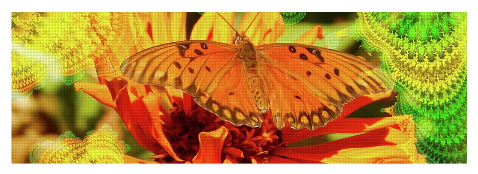 Greens and Oranges Butterfly Abstract - Yoga Mat