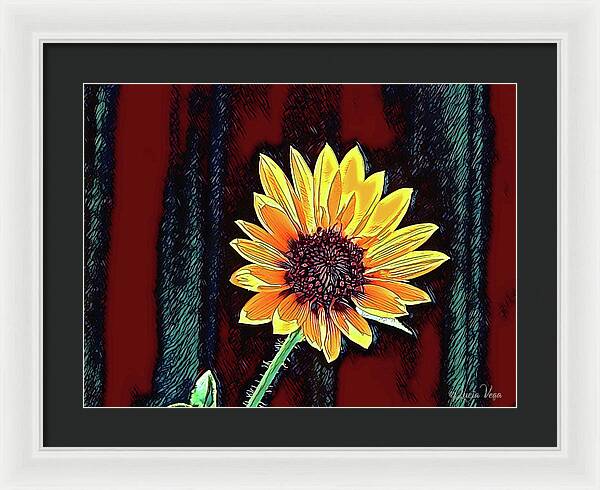 Happy Sunflower Art - Framed Print