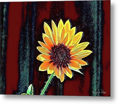 Happy Sunflower Art - Metal Print