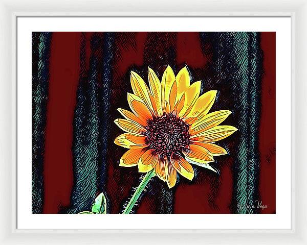 Happy Sunflower Art - Framed Print