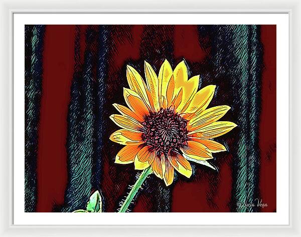 Happy Sunflower Art - Framed Print