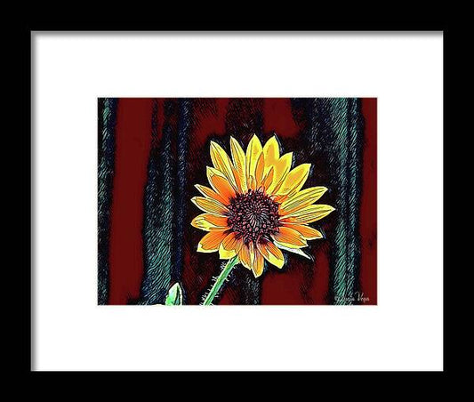 Happy Sunflower Art - Framed Print