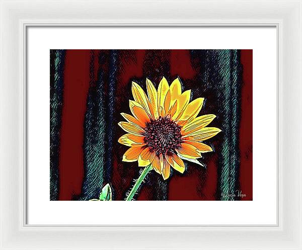 Happy Sunflower Art - Framed Print
