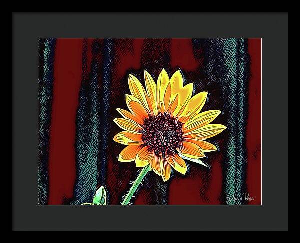 Happy Sunflower Art - Framed Print