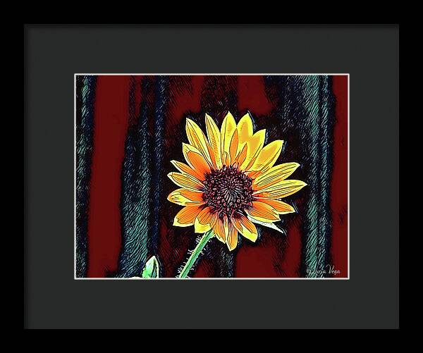 Happy Sunflower Art - Framed Print