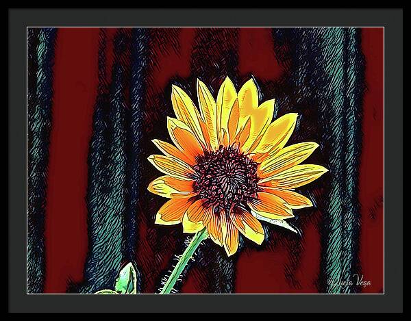 Happy Sunflower Art - Framed Print