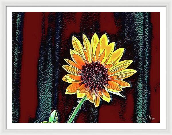 Happy Sunflower Art - Framed Print