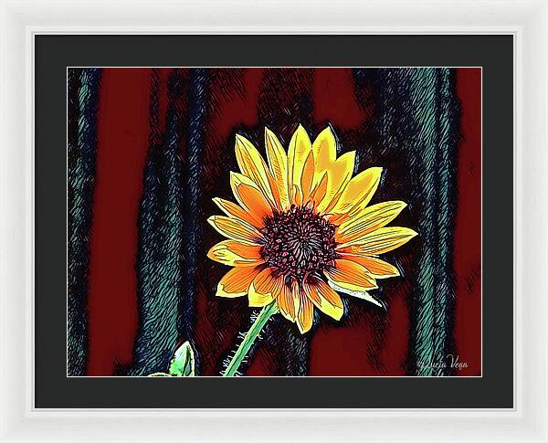 Happy Sunflower Art - Framed Print