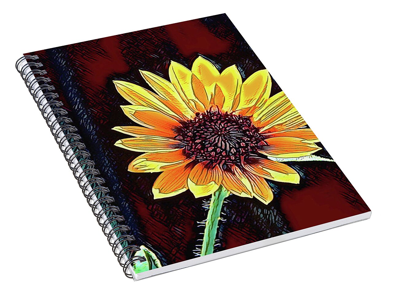 Happy Sunflower Art - Spiral Notebook