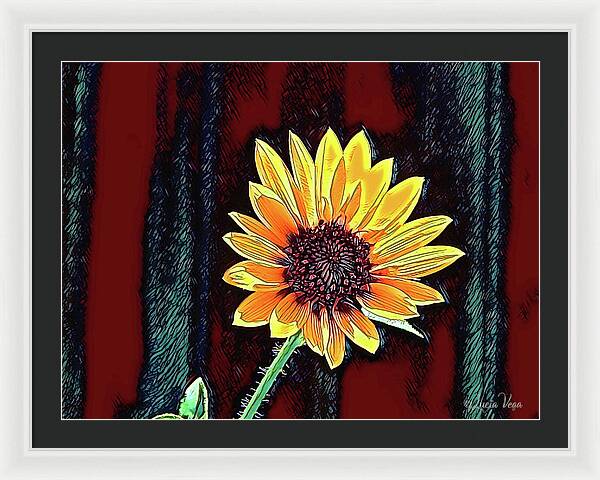 Happy Sunflower Art - Framed Print