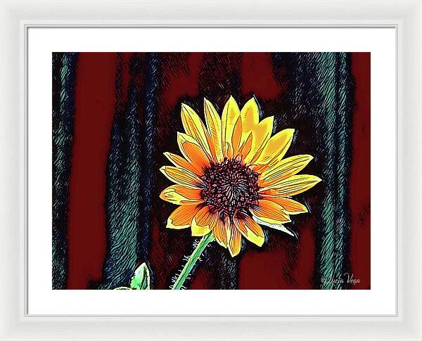 Happy Sunflower Art - Framed Print