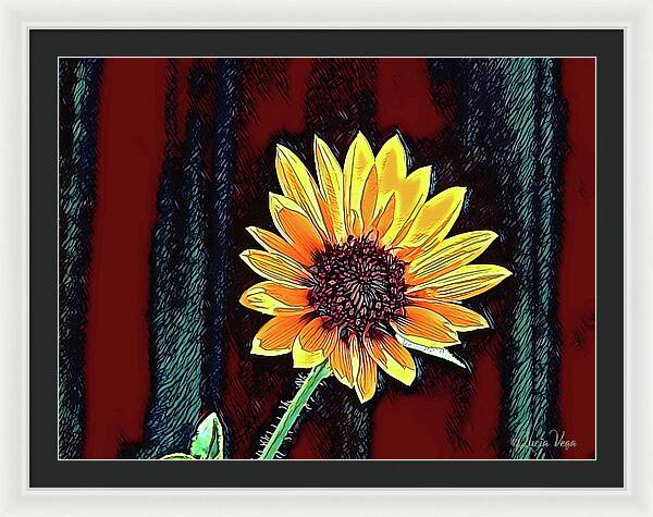 Happy Sunflower Art - Framed Print