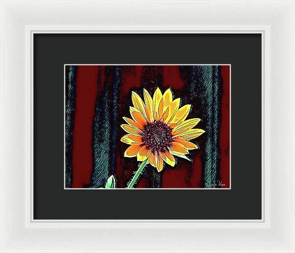 Happy Sunflower Art - Framed Print