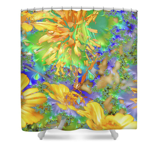 Hidden Butterly of Yellows and Greens - Shower Curtain
