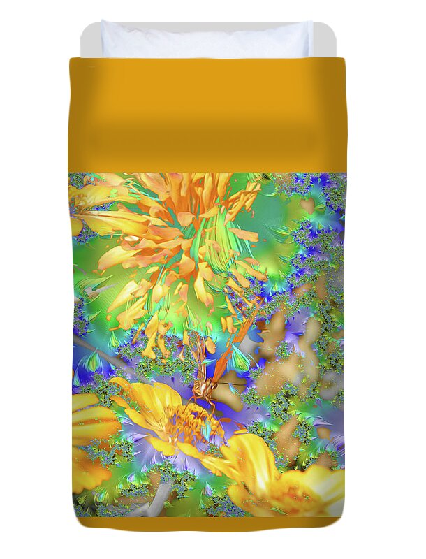 Hidden Butterly of Yellows and Greens - Duvet Cover