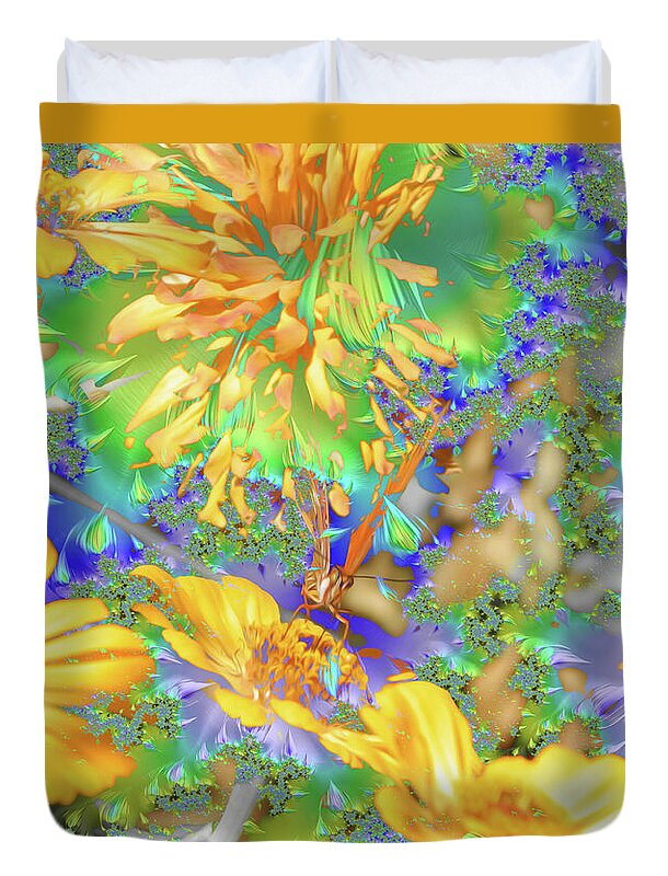Hidden Butterly of Yellows and Greens - Duvet Cover