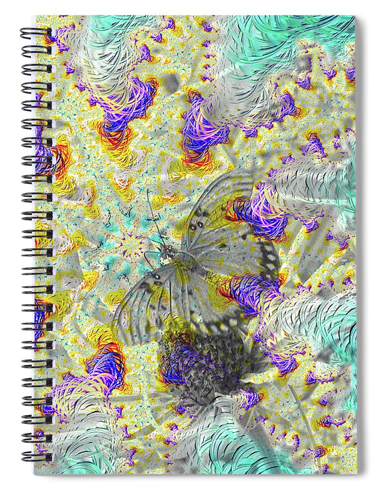 Hidden In Fractals, Colorless Butterfly - Spiral Notebook