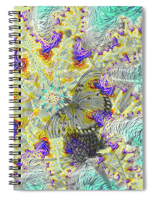 Hidden In Fractals, Colorless Butterfly - Spiral Notebook