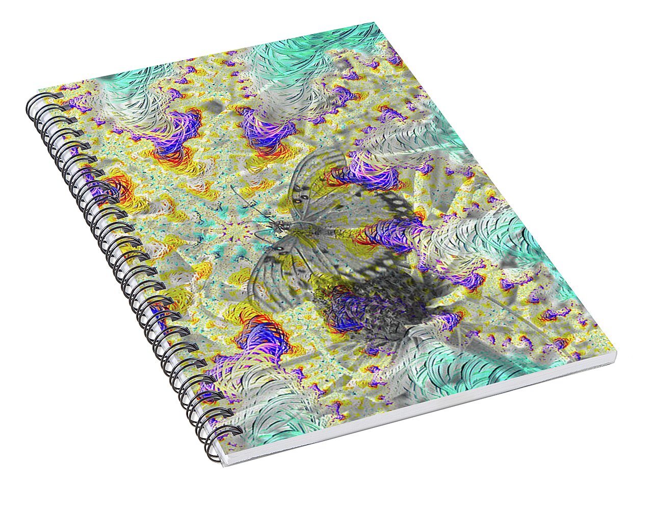Hidden In Fractals, Colorless Butterfly - Spiral Notebook