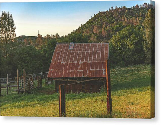 Ladnscape of an Old Barn - Canvas Print