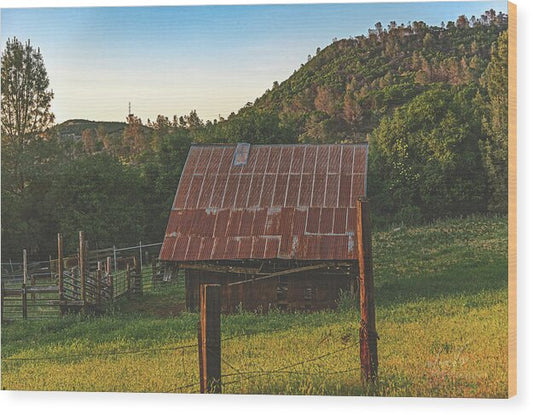 Ladnscape of an Old Barn - Wood Print