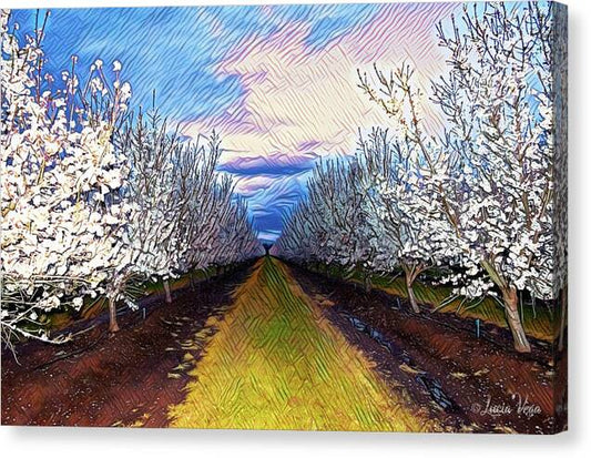 Landscape Blooms with Colorful Background - Canvas Print