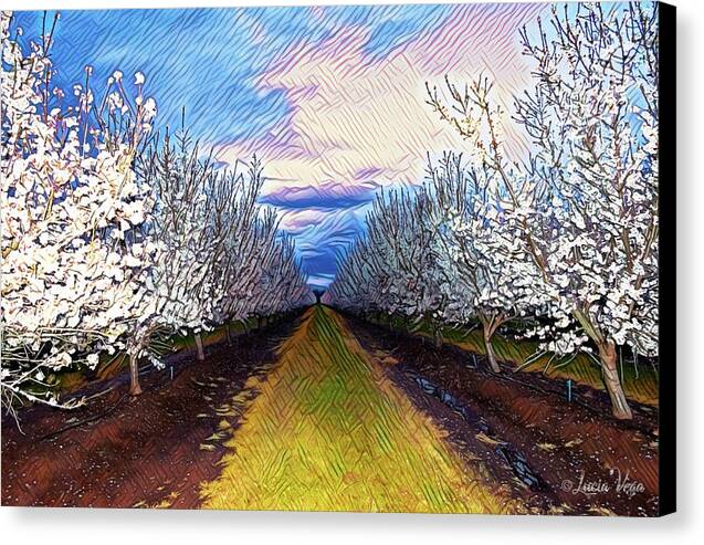 Landscape Blooms with Colorful Background - Canvas Print