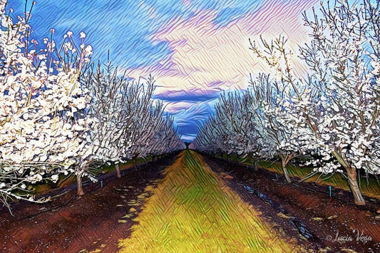 Landscape Blooms with Colorful Background - Art Print