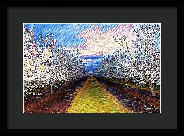 Landscape Blooms with Colorful Background - Framed Print