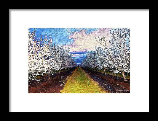 Landscape Blooms with Colorful Background - Framed Print