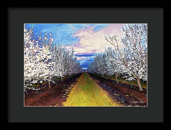 Landscape Blooms with Colorful Background - Framed Print
