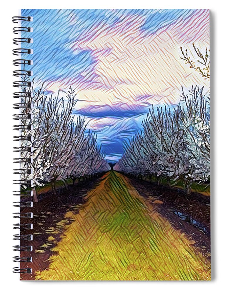 Landscape Blooms with Colorful Background - Spiral Notebook