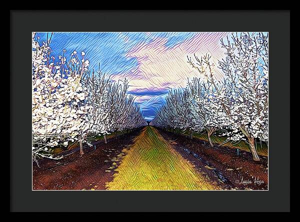 Landscape Blooms with Colorful Background - Framed Print