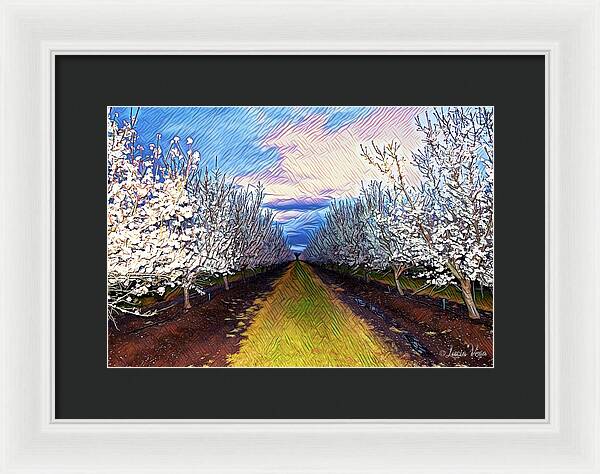 Landscape Blooms with Colorful Background - Framed Print
