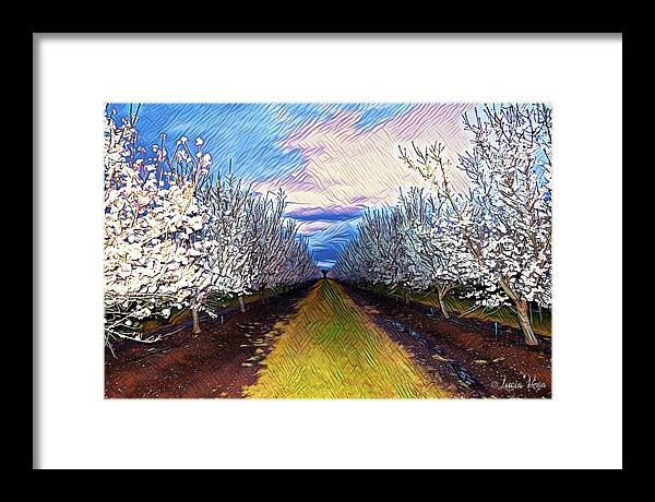 Landscape Blooms with Colorful Background - Framed Print