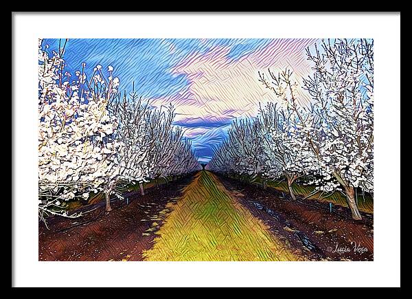 Landscape Blooms with Colorful Background - Framed Print