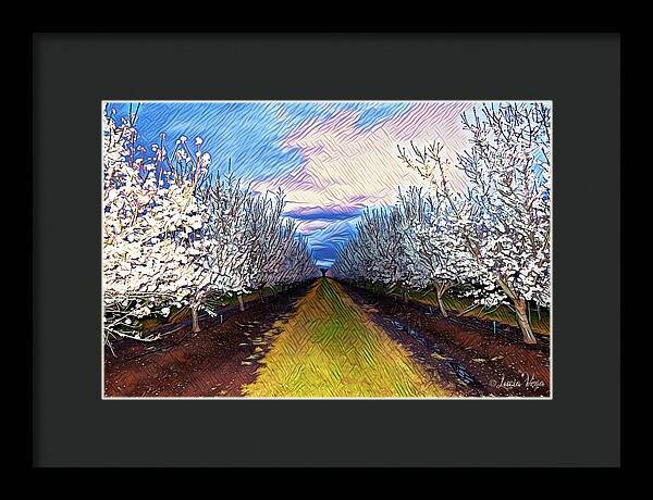 Landscape Blooms with Colorful Background - Framed Print