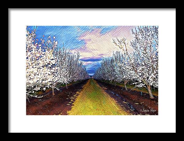 Landscape Blooms with Colorful Background - Framed Print