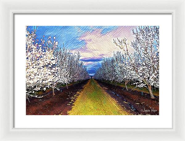 Landscape Blooms with Colorful Background - Framed Print