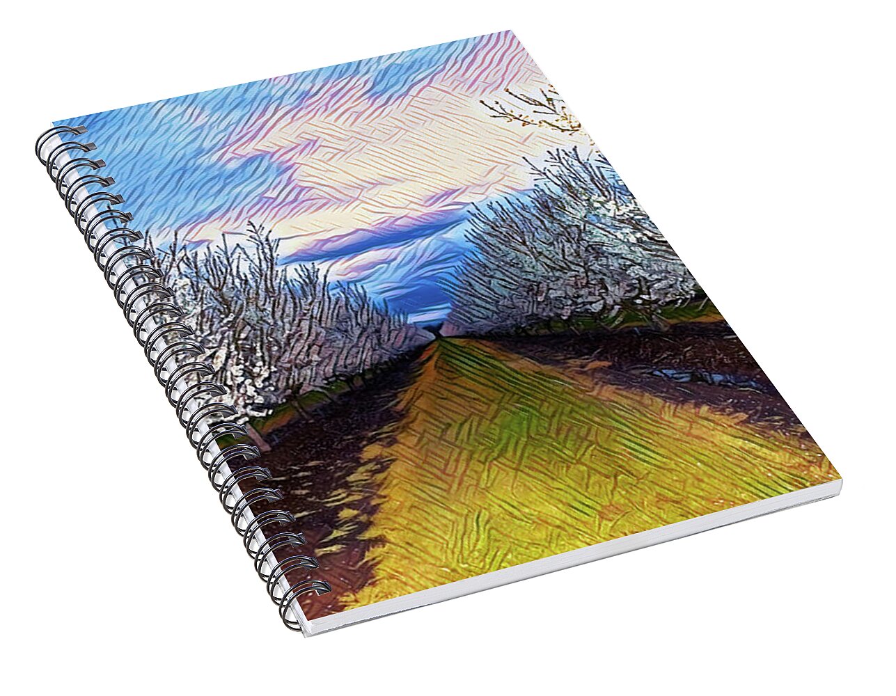 Landscape Blooms with Colorful Background - Spiral Notebook