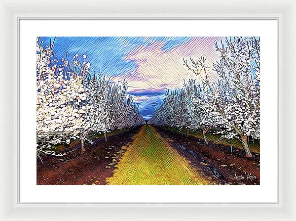 Landscape Blooms with Colorful Background - Framed Print