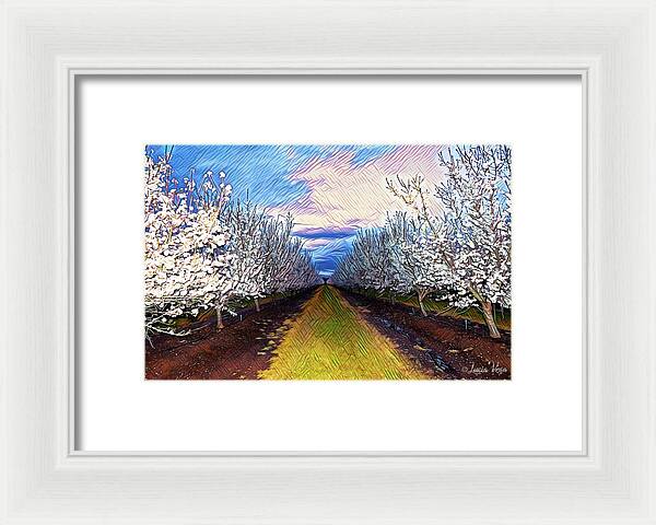 Landscape Blooms with Colorful Background - Framed Print